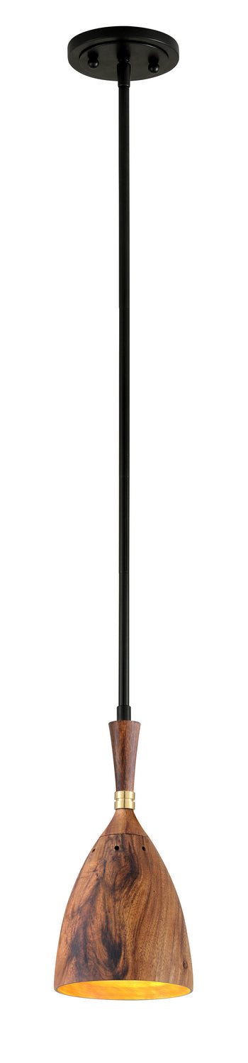 Corbett Lighting - 280-41-SBK - One Light Pendant - Utopia - Black Brass Acacia Wood Shades