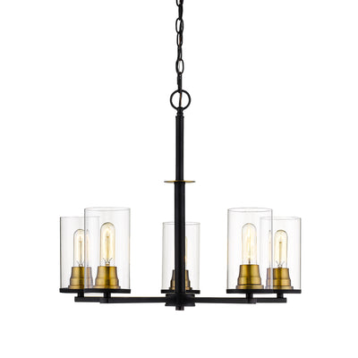 Millennium - 3485-MB/HBZ - Five Light Chandelier - Pasadena - Matte Black/Heirloom Bronze