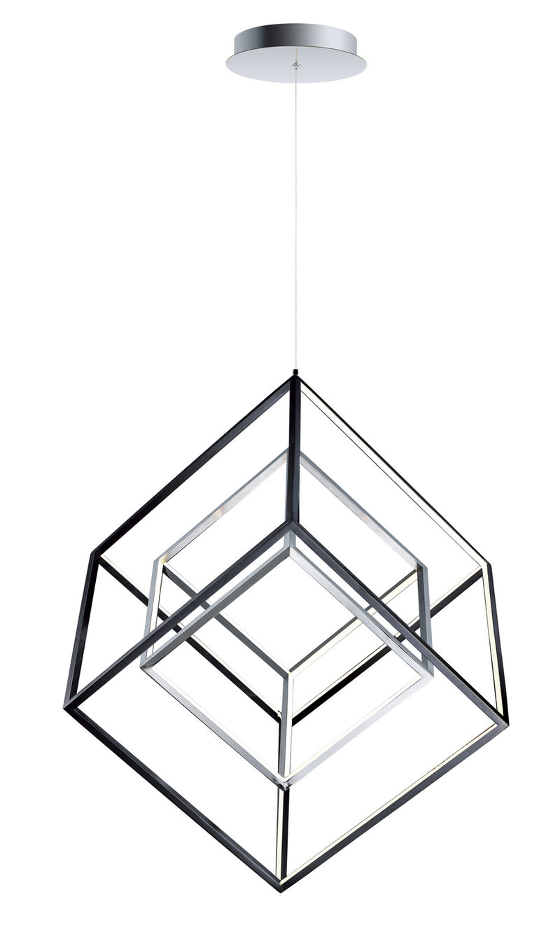 ET2 - E30586-BKPC - LED Pendant - 4 Square - Black / Polished Chrome