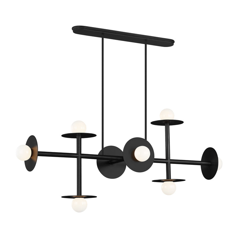 Visual Comfort Studio - KC1008MBK - Eight Light Linear Chandelier - Nodes - Midnight Black