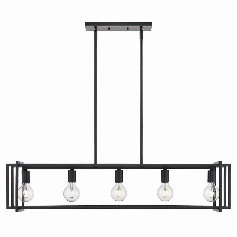 Golden - 6070-LP BLK-BLK - Five Light Linear Pendant - Tribeca BLK - Matte Black