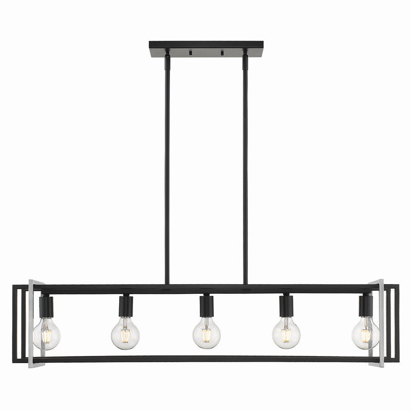 Golden - 6070-LP BLK-PW - Five Light Linear Pendant - Tribeca BLK - Matte Black