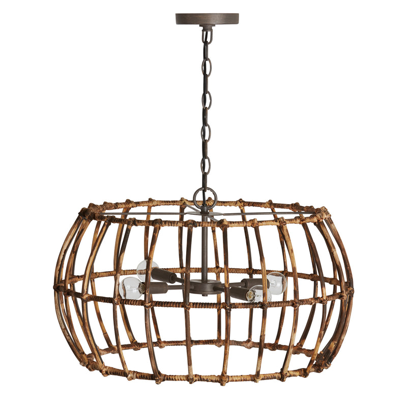 Capital Lighting - 335742BY - Four Light Pendant - Sanibel - Blazed Rattan and Nordic Grey