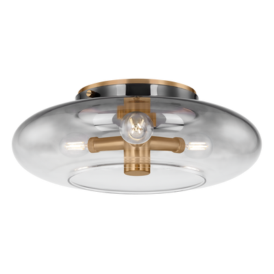 Troy Lighting - C2915-PBR - Three Light Flush Mount - Gunner - Patina Brass