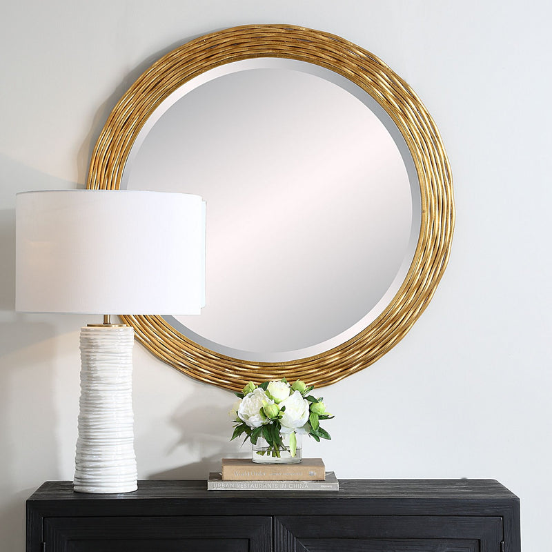 Celeste Gold Round Mirror