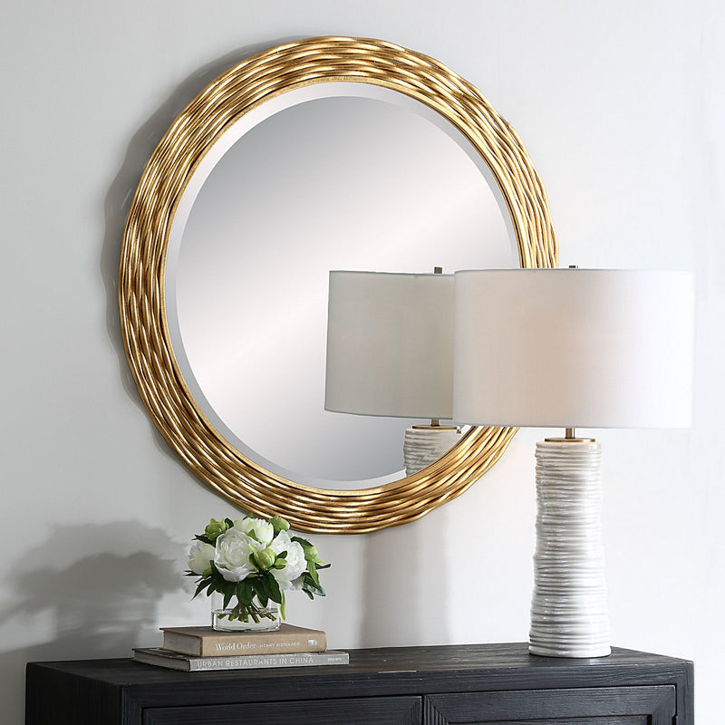 Celeste Gold Round Mirror