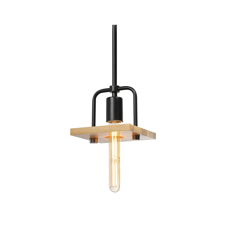 Justice Designs - ECO-8466-WOOD-MBLK - One Light Pendant - Loft - Matte Black