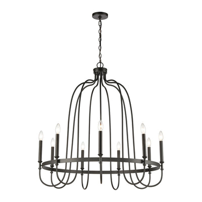 ELK Home - 46384/9 - Nine Light Chandelier - Wickshire - Matte Black