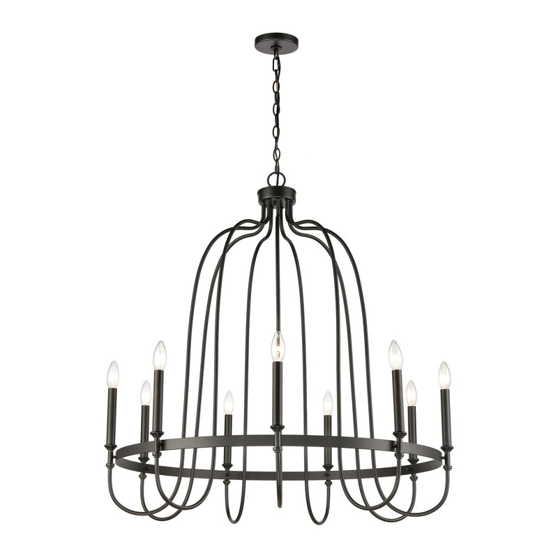 ELK Home - 46384/9 - Nine Light Chandelier - Wickshire - Matte Black