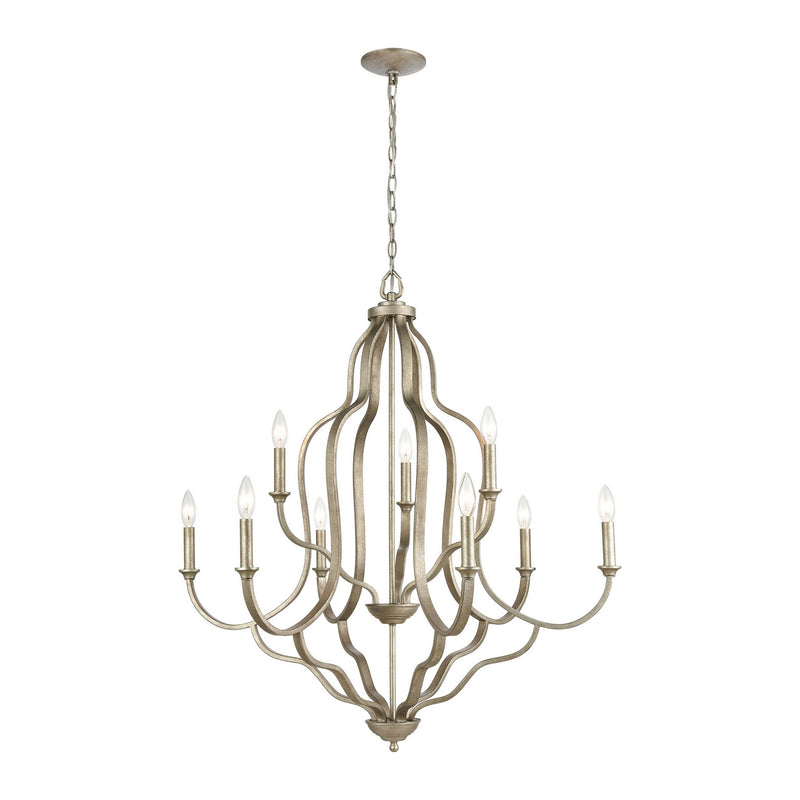 ELK Home - 75107/9 - Nine Light Chandelier - Lanesboro - Dusted Silver