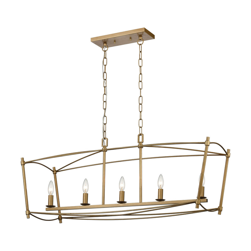 ELK Home - D4462 - Five Light Linear Chandelier - Trapan - Aged Gold