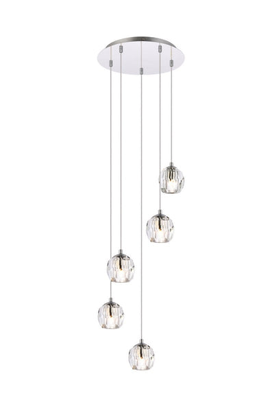 Elegant Lighting - 3505G12C - Five Light Pendant - Eren - Chrome