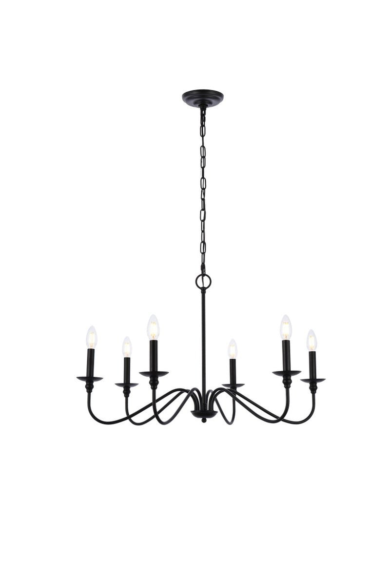 Elegant Lighting - LD5056D30MB - Six Light Chandelier - Rohan - Matte Black