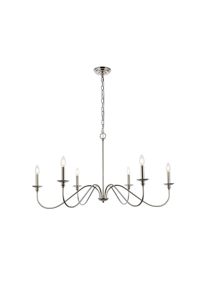 Elegant Lighting - LD5056D42PN - Six Light Chandelier - Rohan - Polished Nickel