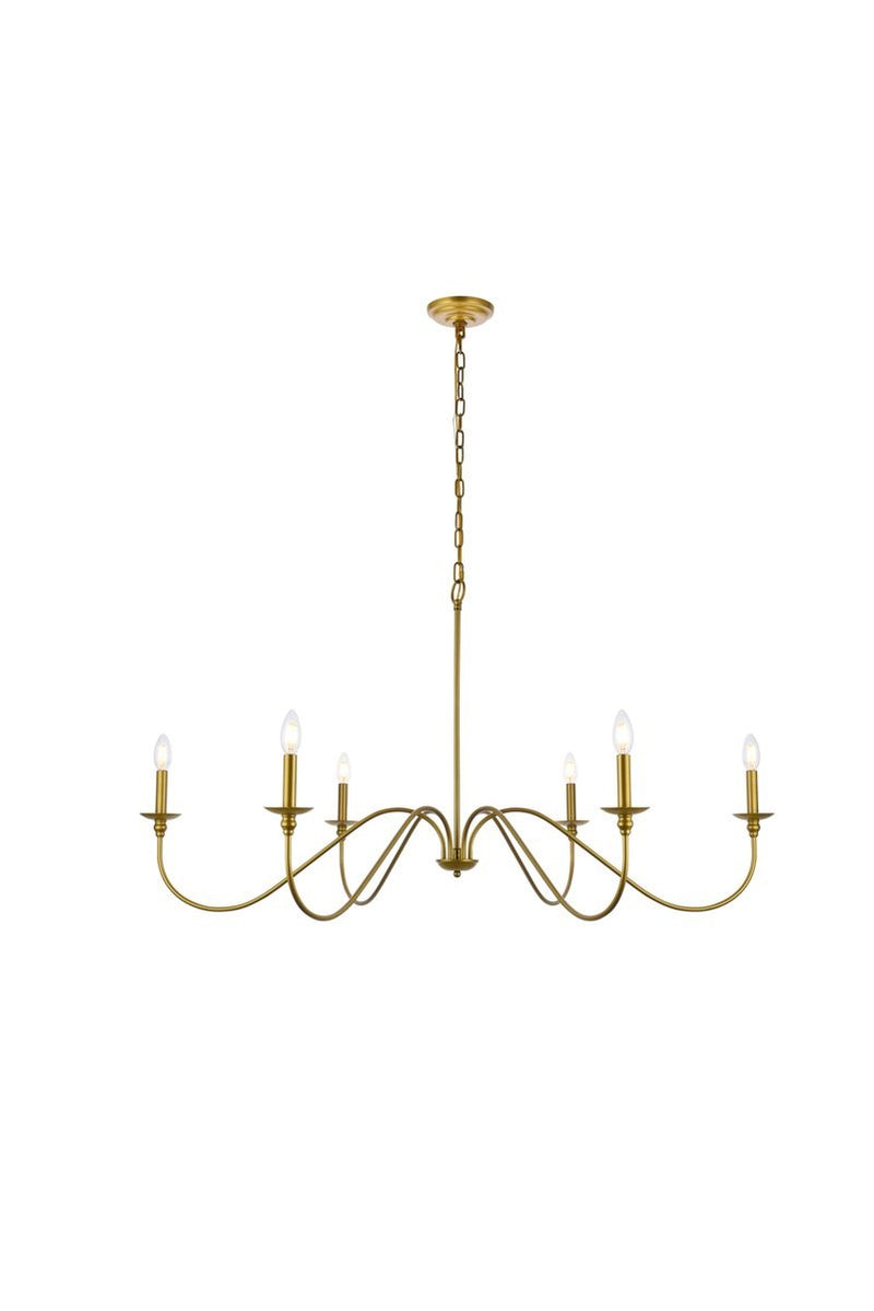 Elegant Lighting - LD5056D48BR - Six Light Chandelier - Rohan - Brass