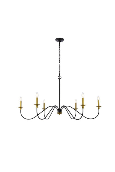 Elegant Lighting - LD5056D48BRB - Six Light Chandelier - Rohan - Brass And Black