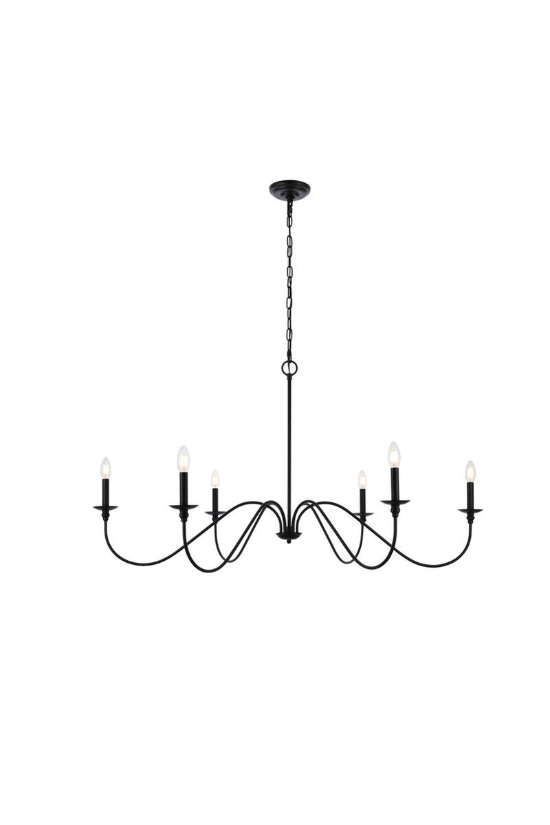 Elegant Lighting - LD5056D48MB - Six Light Chandelier - Rohan - Matte Black