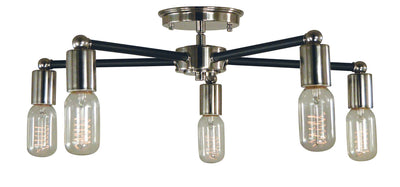 Framburg - 5082 PN/MBLACK - Five Light Flush / Semi-Flush Mount - Nebula - Polished Nickel with Matte Black Accents