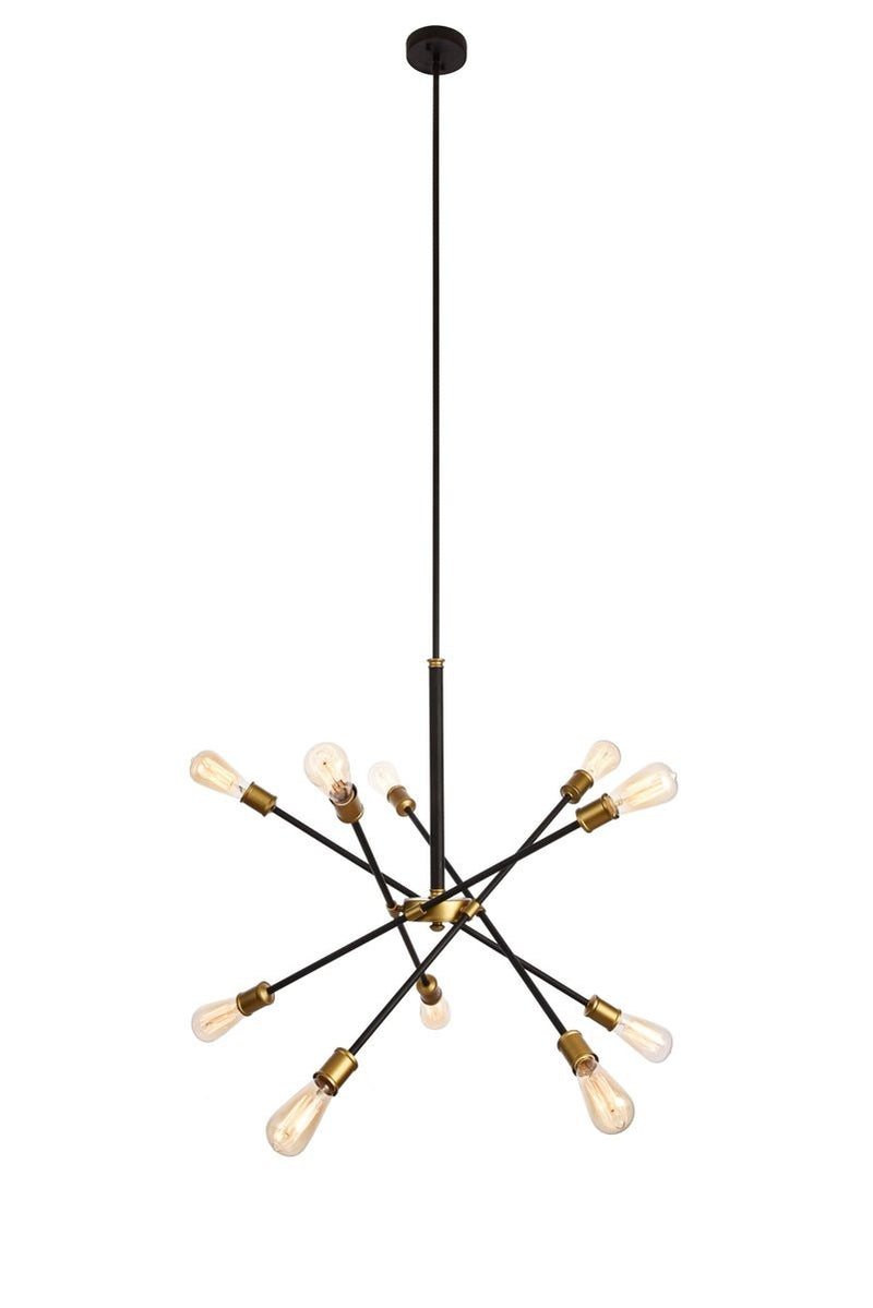 Elegant Lighting - LD8003D28BK - Ten Light Chandelier - Axel - Black And Brass