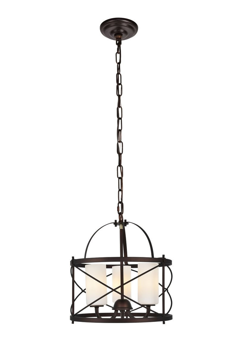 Elegant Lighting - LD5013D16DCB - Three Light Pendant - Wren - Dark Copper Brown And White