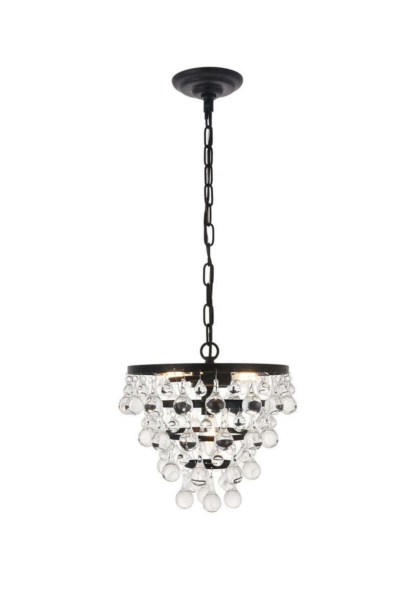 Elegant Lighting - LD5016D13BK - Three Light Pendant - Kora - Black And Clear