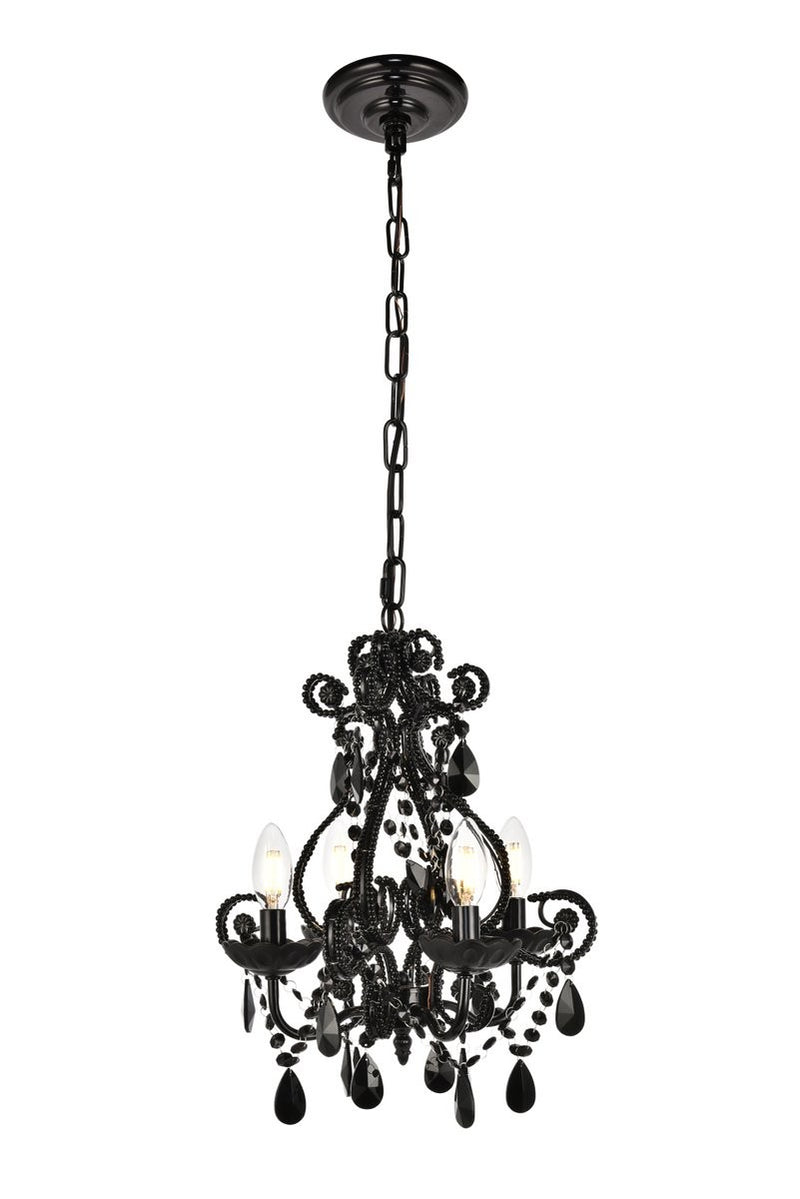 Elegant Lighting - LD5018D12BK - Four Light Pendant - Kato - Polished Black