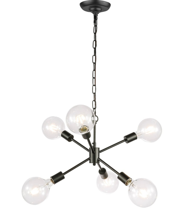 Elegant Lighting - LD5033D16BK - Six Light Pendant - Nolan - Black