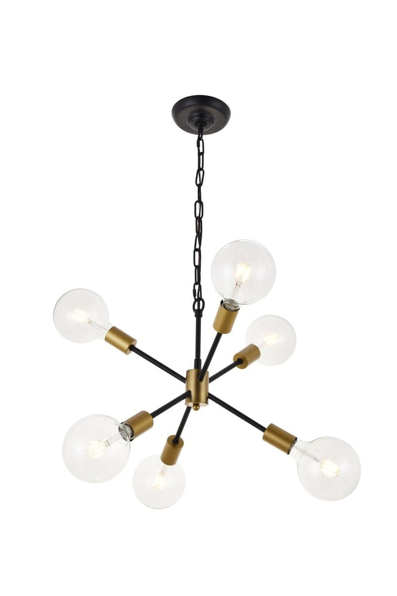 Elegant Lighting - LD5033D16BRB - Six Light Pendant - Nolan - Matte Black