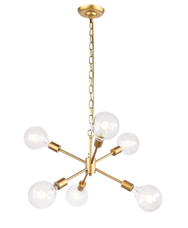 Elegant Lighting - LD5034D16BR - Six Light Pendant - Nolan - Brass