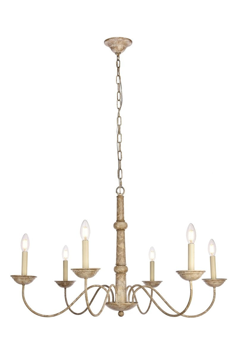 Elegant Lighting - LD6007D35WD - Six Light Chandelier - Merritt - Weathered Dove