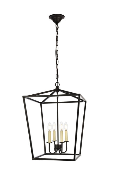 Elegant Lighting - LD6008D17BK - Four Light Pendant - Maddox - Black