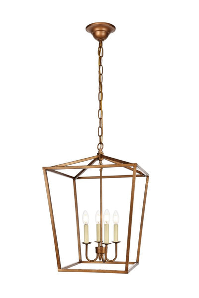 Elegant Lighting - LD6008D17G - Four Light Pendant - Maddox - Vintage Gold