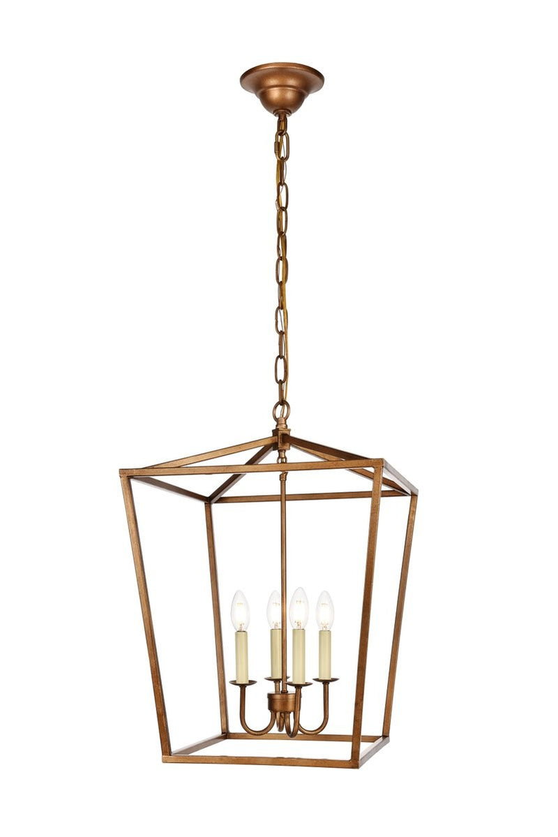 Elegant Lighting - LD6008D17G - Four Light Pendant - Maddox - Vintage Gold