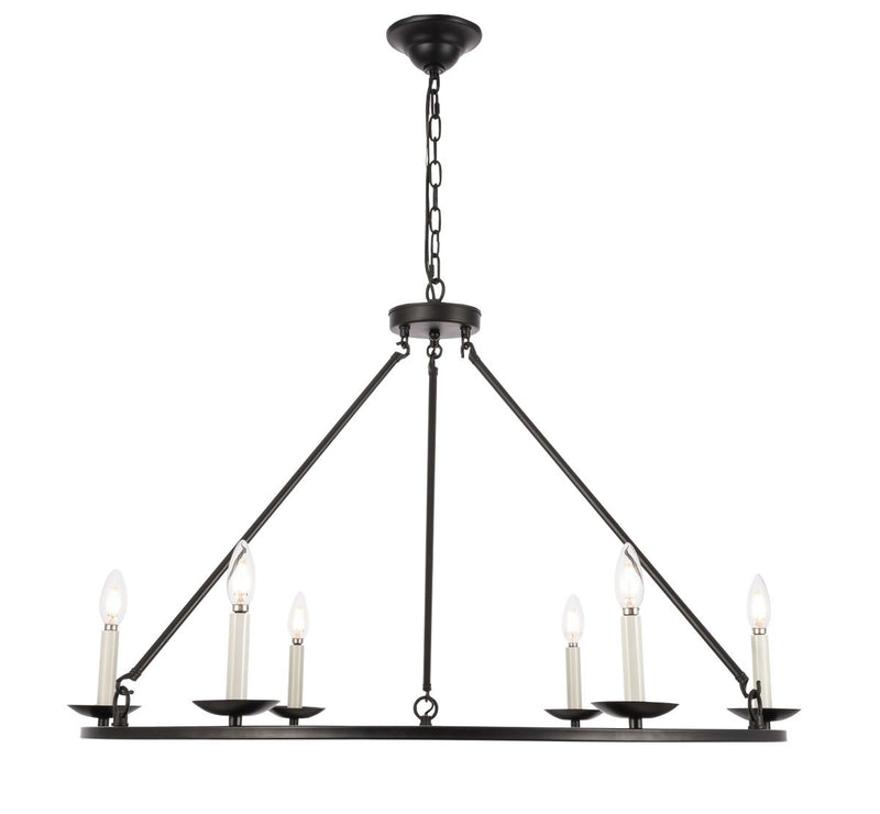 Elegant Lighting - LD6010D36BK - Six Light Chandelier - Maine - Black