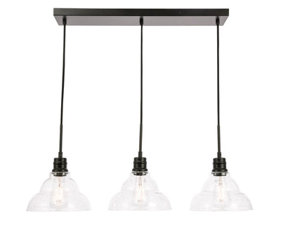 Elegant Lighting - LD6222BK - Three Light Pendant - Clive - Black And Clear Seeded Glass