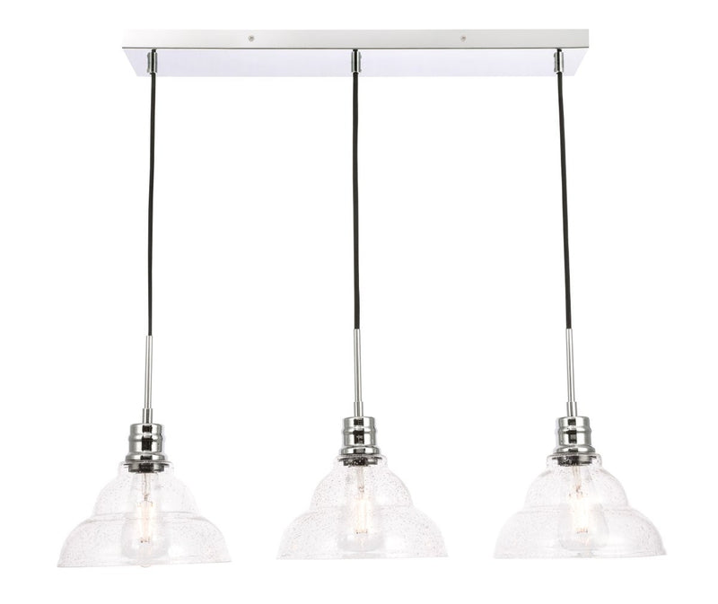 Elegant Lighting - LD6223C - Three Light Pendant - Clive - Chrome And Clear Seeded Glass