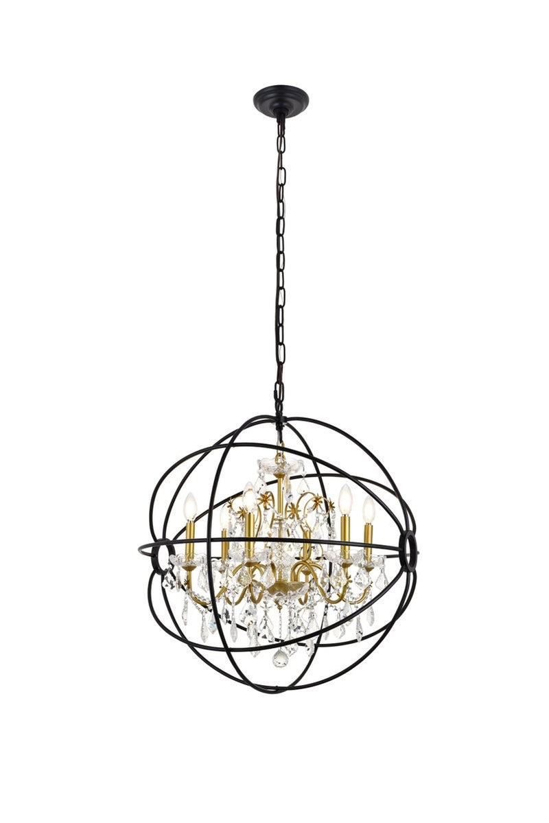 Elegant Lighting - LD8801D25GB - Six Light Pendant - Cordelia - Black And Gold