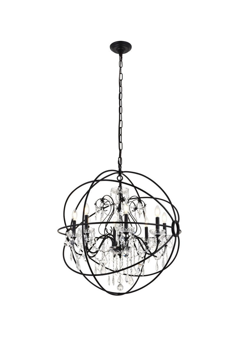 Elegant Lighting - LD8801D32BK - Eight Light Pendant - Cordelia - Black