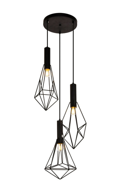 Elegant Lighting - LDPD2108 - Three Light Pendant - Jago - Black