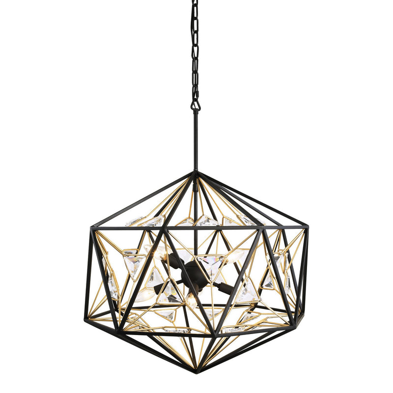 Varaluz - 353P08MBFG - Eight Light Pendant - Marcia - Matte Black/French Gold