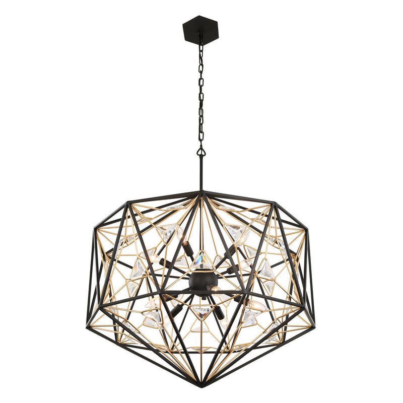 Varaluz - 353P10MBFG - Ten Light Pendant - Marcia - Matte Black/French Gold