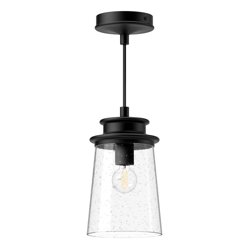 Alora - EP533006BKCB - One Light Exterior Pendant - Quincy - Textured Black/Clear Bubble Glass