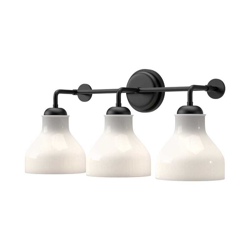 Alora - VL540322MBGO - Three Light Bathroom Fixtures - Westlake - Matte Black/Glossy Opal Glass