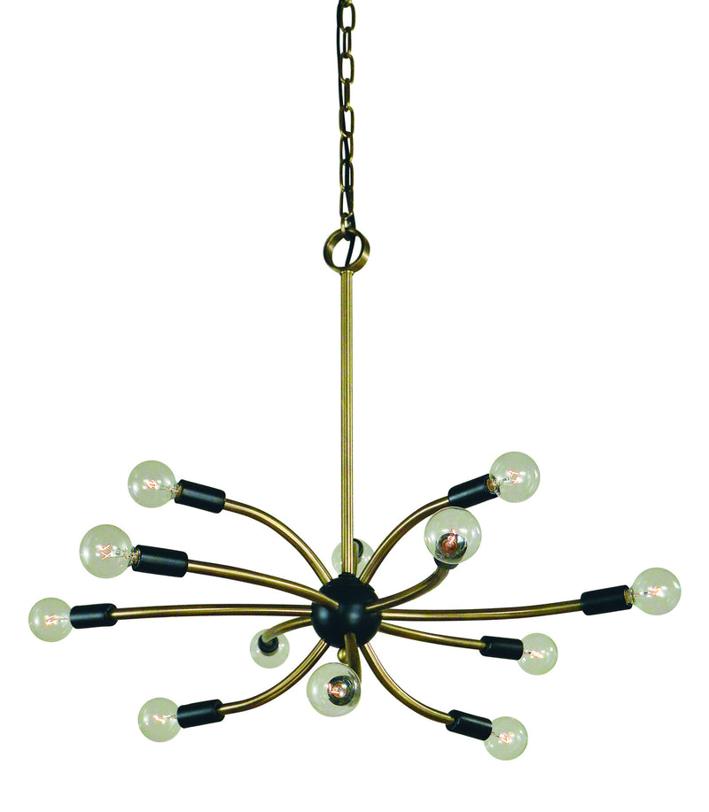 Framburg - L1072 AB/MBLACK - 12 Light Chandelier - Comet - Antique Brass with Matte Black