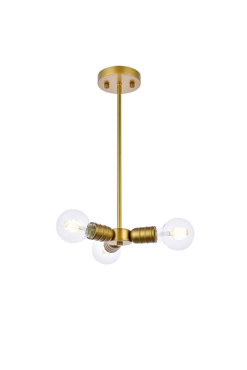 Elegant Lighting - LD2337BR - Three Light Pendant - Reyes - Brass