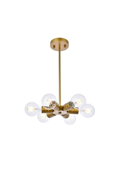 Elegant Lighting - LD2338BR - Six Light Pendant - Reyes - Brass