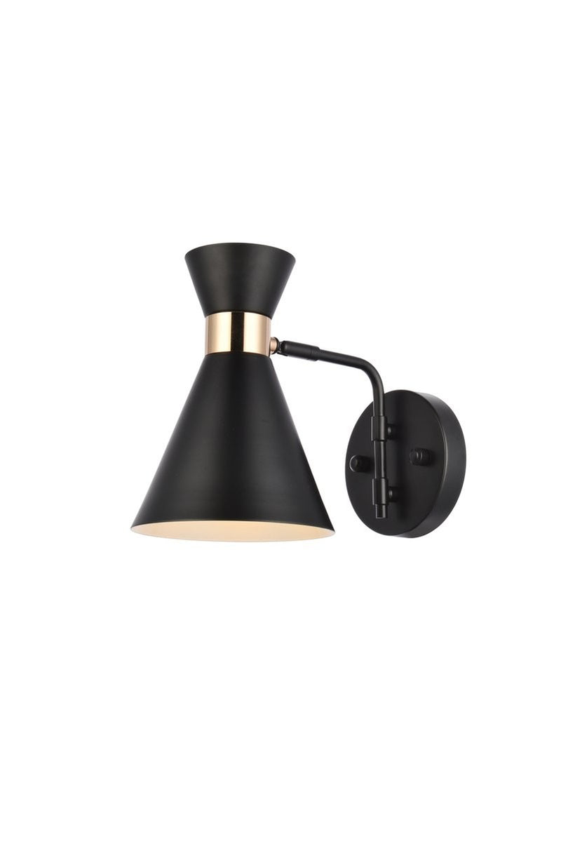 Elegant Lighting - LD2353BK - One Light Wall Sconce - Halycon - Black And Golden