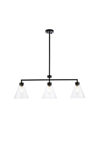 Elegant Lighting - LD2502BK - Three Light Pendant - Mera - Black & Clear