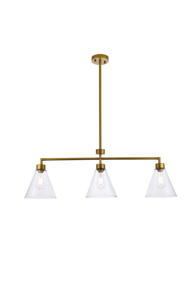 Elegant Lighting - LD2502BR - Three Light Pendant - Mera - Brass & Clear