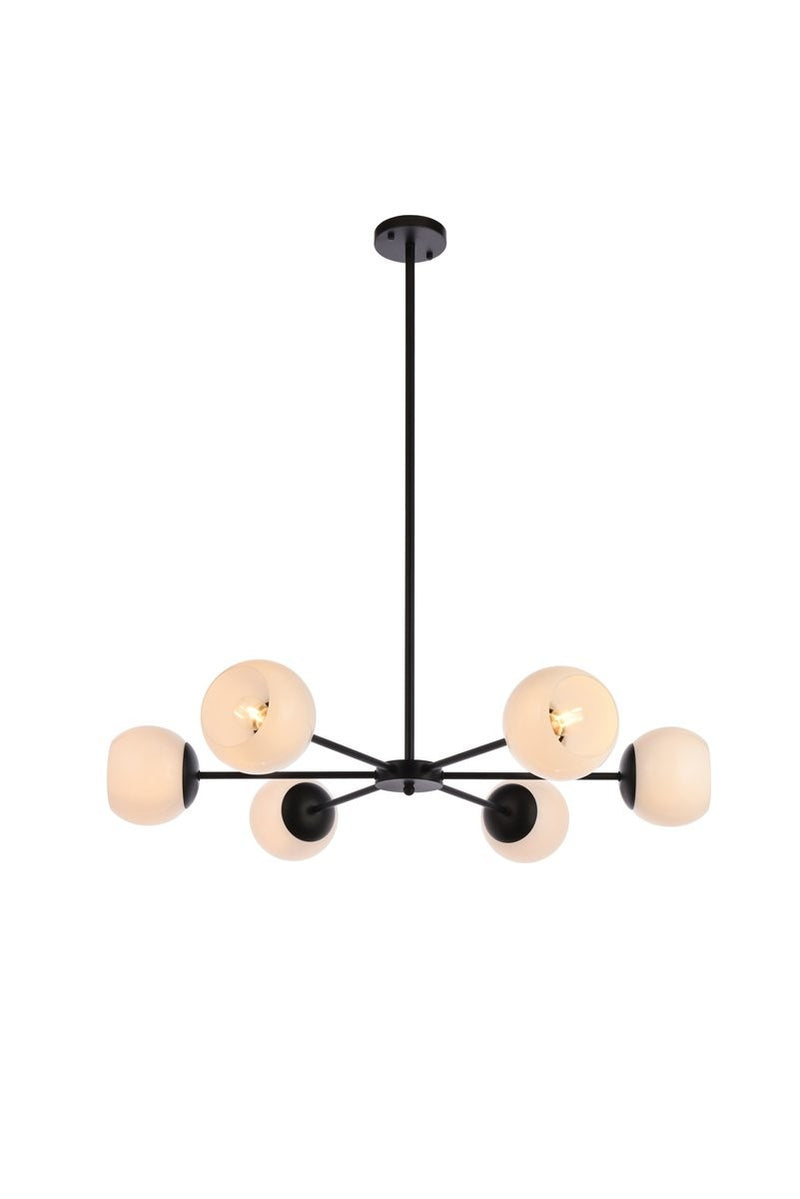 Elegant Lighting - LD643D36BK - Six Light Pendant - Briggs - Black And White